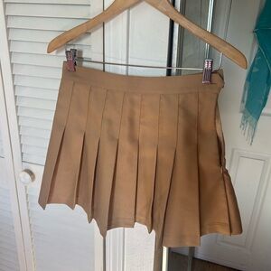 Los Angeles Apparel Camel Pleated Mini Skirt